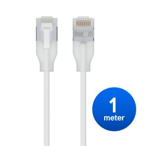 Ubiquiti UniFi Premium Ultra-Thin Braided Cat6A Patch Cable, 1M, White
