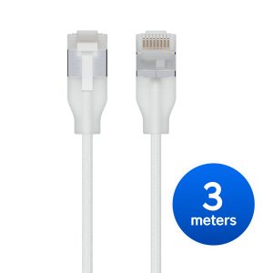 Ubiquiti UniFi Premium Patch Cable, 3M, White, Ultra-Thin Braided Patch Cable, Designed Optimized 10 GbE Networking
