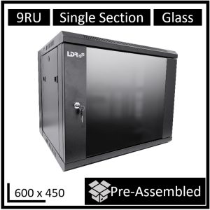 LDR Assembled 9U Wall Mount Cabinet (600mm x 450mm) - Black