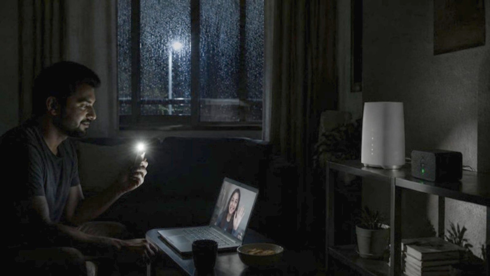 Storm Season Is Here: How to Protect Your Computer and NBN From Surges and Blackouts 1 Modem-router kept online by a mini UPS during a blackout while a laptop video call continues