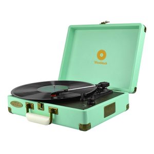 mbeat Woodstock Retro Turntable Player - Tiffany Blue