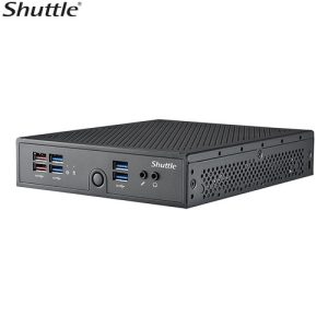 Shuttle DS50U Slim Mini PC 1.3L Barebone - Celeron 7305, 2x DDR5, 2x M.2 2280, HDMI, DP, VGA, COM, 2 x LAN, 90W, fanless
