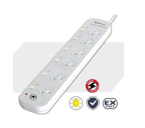 Sansai 6-Way Power Board with Individual Switches and Surge Protection