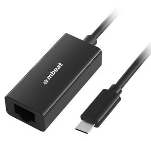(LS) mbeat® USB-C Gigabit Ethernet Adapter - Black Fast and secure RJ45, up to 1000Mbps speed. Plug-and-play Compact and lightweigh