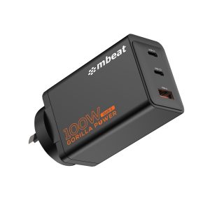 mbeat® Gorilla Power PD 100W GaN II USB-C Charger 50% smaller than the standard Supports a wide range of devices Product Weight: 180g