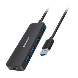 mbeat® 4-Port USB 3.0 Hub with USB-C DC Port  Compact and Portable Design  Expandable Connectivity Data Transfer Speed: 5Gbps Weight: 32g