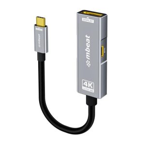 (LS) mbeat® Tough Link USB-C to DP Adapter with 100W PD - Space Grey 4K (3840 x 2160) @60Hz, 2K (2560 x 1440) @144Hz, 1080p (1920 x 1080) @240Hz