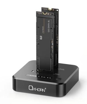 Oxhorn Dual Bay M.2 SSD Docking Station USB 3.2 Gen 2x2 M.2 NVMe SSD 16TB 10Gbp Supports Macs Windows Android Linux 2230/2242/2260/2280/22110