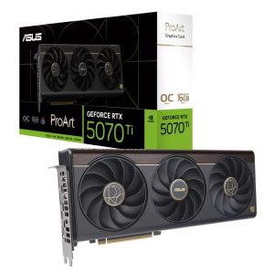 ASUS nVidia GeForce PROART-RTX5070TI-O16G RTX 5070 Ti OC Edition 16GB GDDR7 2588MHz Boost Clock 28 Gbps 256-bit Digital Max Resolution 7680 x 4320