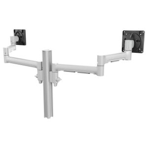 Atdec Dual Side-By-Side Ultrawide Monitor Mount with Swing Arms - C-Clamp - Silver