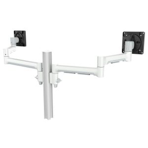 Atdec Dual Side-By-Side Ultrawide Monitor Mount with Swing Arms - C-Clamp - White