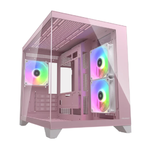 Cougar FV150 MINI (PINK) mATX dual chamber TG Case 3x RGB Fans