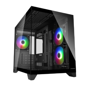 Cougar FV150 MINI BLACK mATX dual chamber TG Case 3x RGB Fans