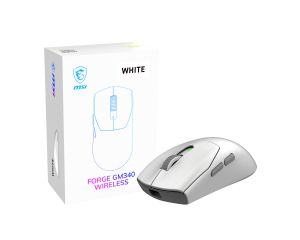 MSI S12-4301750-HH9, FORGE GM340, Wireless Gaming Mouse, 2.4GHz, BT5.2, USB2.0, MAX DPI 12000, UP TO 82Hrs, White, 1 Year Warranty