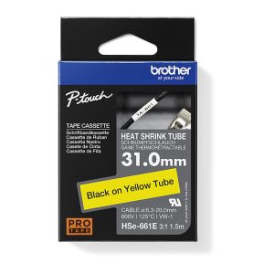 Brother HSE-661E - 31.0MM BLACK ON YELLOW HEAT SHRINK TUBE CATRIDGE 3:1 (compatible with PT-E300VP/E550WVP/D800W/P750W/P900W/P950NW)