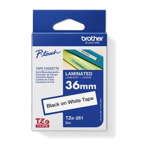 Brother 36mm Black on White TZE Tape