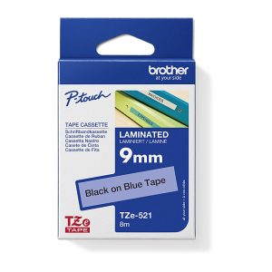 Brother TZE-521 - 9MM BLACK ON BLUE TZ TAPE