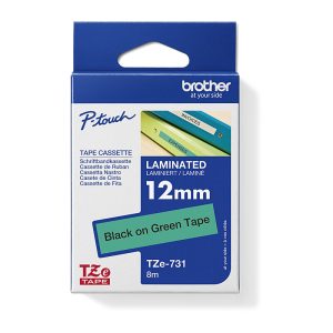 Brother 12mm Blk on Green Tape