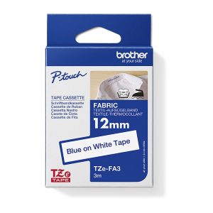 Brother 12MM Blue White Tape Fabric TZE Tape