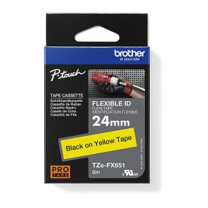 Brother 24MM Black Yellow Tape Flexible TZE Tape