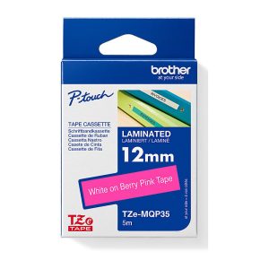 Brother White on Berry TZ Tape 12x5mm Matt Lamination