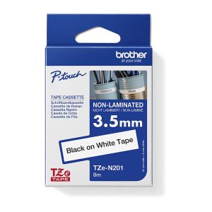 Brother TZE-N201 3.5MM BLACK ON WHITE NON LAMINATED TZE TAPE