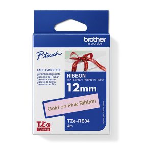 Brother 12mm X 4mm Gold on Pink Ribbon