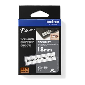Brother 18mm Black on White Security TZE Tape