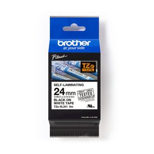 Brother 24MM BLACK ON WHITE SELF LAMINATING TAPES (complatible with PT-E550WVP/E560BTVP/PT-D800W/PT-P750W/P900W/P950NW)