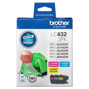 Brother LC432 COLOUR VALUE PACK 1XCYAN 1X MAGENTA 1X YELLOW