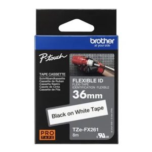 Brother TZe-FX261 36mm / 8M Black on White Flexible ID