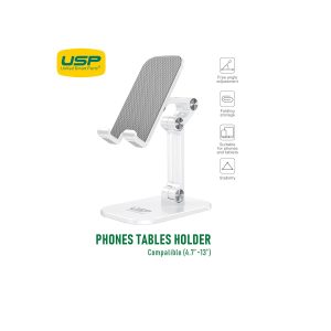 USP Phone/Desktop Stand/Holder for iPhone/iPad White - Foldable Phone Stand, Foldable Tablet Stand, 5 Years Warranty