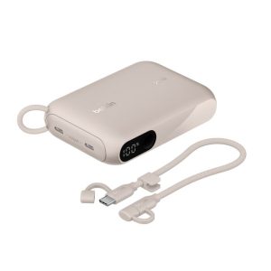 Belkin BoostCharge 10K mAh Power Bank with Display w/ Integrated USB-C Cable 60W(15cm)- Sand(BPB027fqSD),2xUSB-C(20W), $2500 CEW, 2 Years Warranty