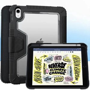 USP Rugged Apple iPad (11') (A16) (11th Gen) / iPad (10.9') (10th Gen) Case Black - Built-in-Kickstand,Hand & Shoulder Strap,DropProof,5 Years Warrant