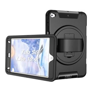 USP Rugged Samsung Galaxy Tab S6 Lite (10.4') Case Black -  Built-in-Kickstand, Hand & Shoulder Straps, DropProof,5 Years Warranty