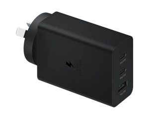 Samsung 65W PD Power Adapter Trio - Black(EP-T6530NBEGAU),3-in-1 Wall Charger(2 x USB-C, USB-A), Versatile Compatiblity, 1 Year Warranty