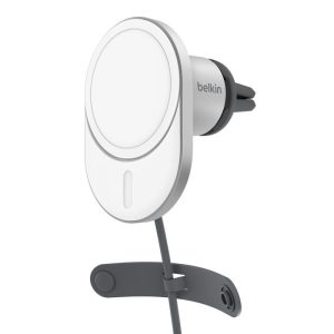 Belkin BoostCharge Pro Magnetic Qi2 Wireless Car Charger + 20W Car PSU +USB-C Cable (1.2M) - White (WIC008btGR-V2), 15W, Apple iPhone,2 Years Warranty
