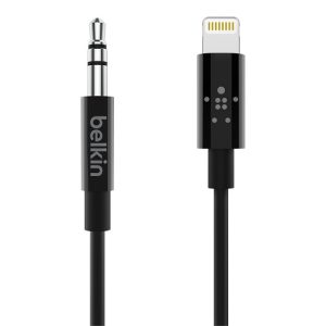 Belkin 3.5 mm Audio Cable With Lightning Connector (0.9M) - Black(AV10172bt03-BLK), High Resolution Audio, MFI-Certified, Apple, 2 Years Warranty