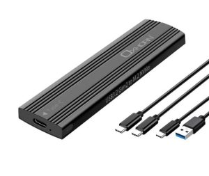 Oxhorn  USB C 3.2 Gen 2 M.2 NVMe NGFF Enclosure 10 Gbps B+M Key M.2 NVMe SSD up to 4TB 2280/2260/2242/2230 Aluminum Macs Windows USB-A Black 2 YR WTY