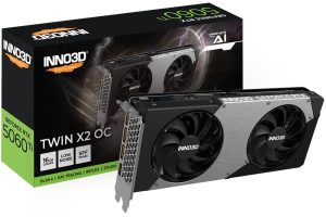 INNO3D nVidia GeForce RTX 5060 Ti TWIN X2 OC 16GB GDDR7,  2602MHz Boost Clock, RAM 28Gbps, 3xDP, 1xHDMI 250x116x41mm